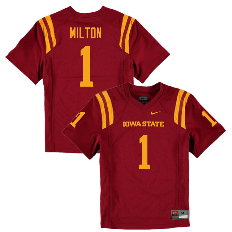 Iowa State Cyclones Men's #1 Tarique Milton Nike NCAA Authentic Cardinal College Stitched Football Jersey BE42A30ZF